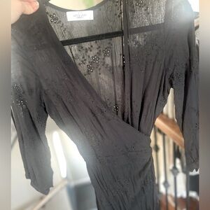 CJLA Black Wrap-Dress with Eyelet Details